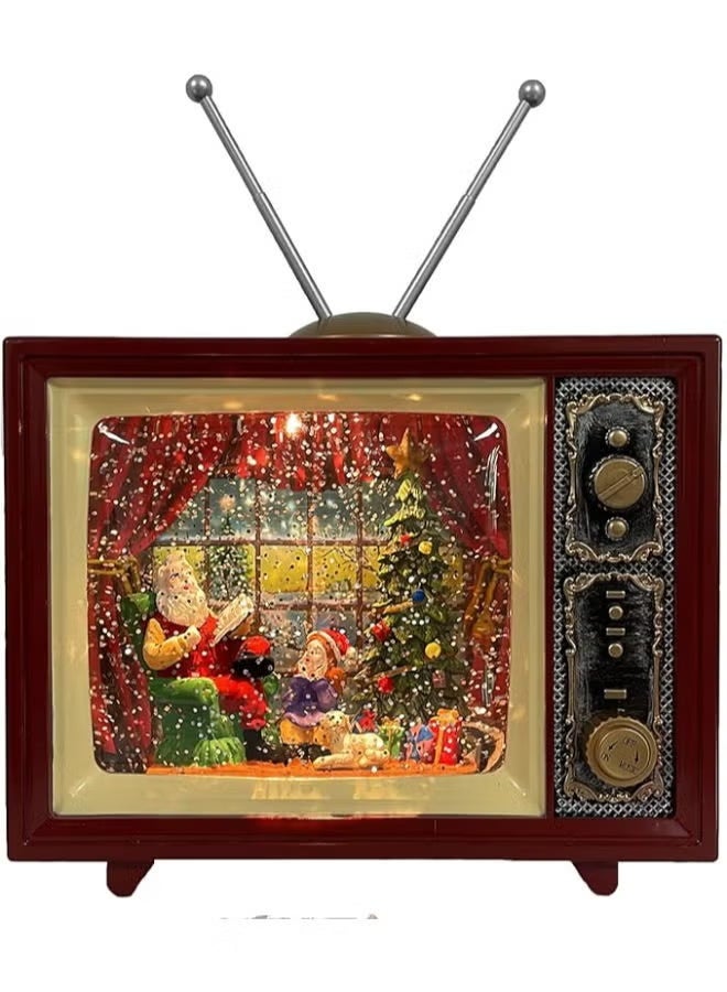 مشهد سانتا الموسيقي المضيء لعطلة نهاية الأسبوع، كرة مائية دوارة، تلفزيون - Image 1